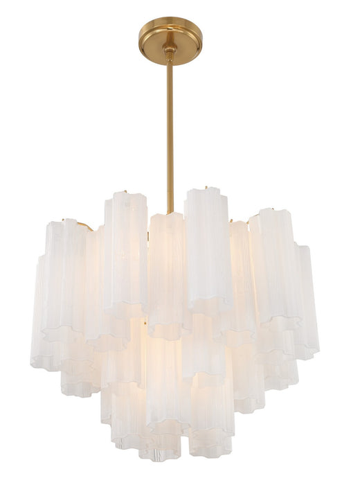 Crystorama ADD-306-AG-WH Six Light Chandelier, Aged Brass