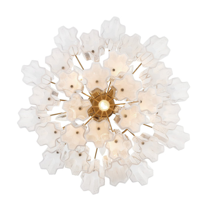 Crystorama ADD-306-AG-WH Six Light Chandelier, Aged Brass