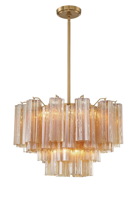 Crystorama ADD-308-AG-AM Nine Light Chandelier, Aged Brass