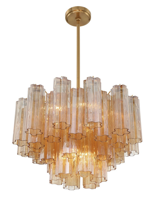 Crystorama ADD-308-AG-AM Nine Light Chandelier, Aged Brass