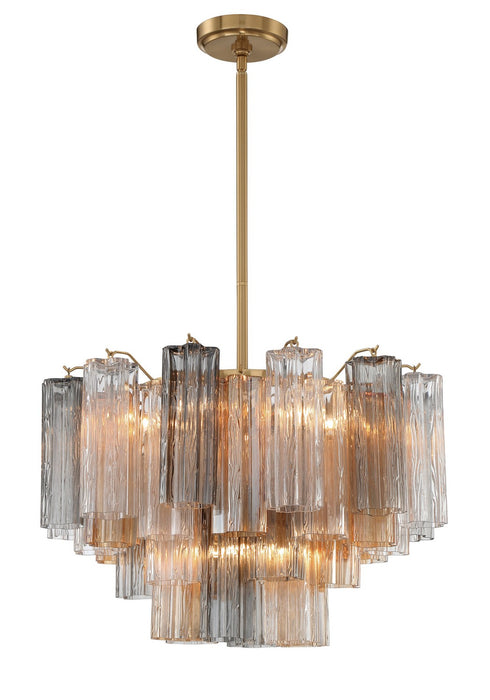 Crystorama ADD-308-AG-AU Nine Light Chandelier, Aged Brass