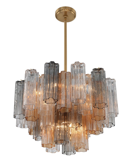 Crystorama ADD-308-AG-AU Nine Light Chandelier, Aged Brass