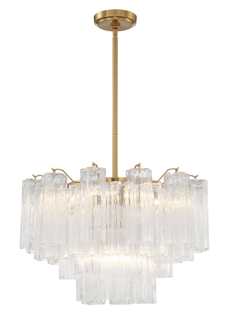 Crystorama ADD-308-AG-CL Nine Light Chandelier, Aged Brass