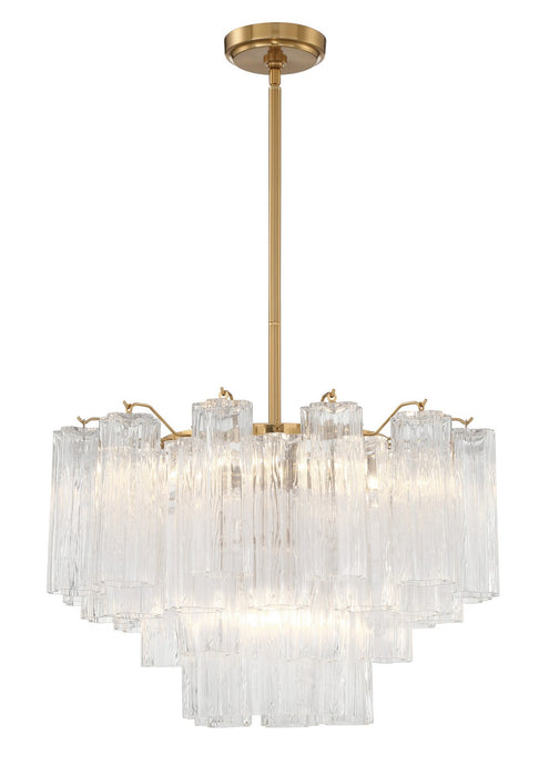 Crystorama ADD-308-AG-CL Nine Light Chandelier, Aged Brass