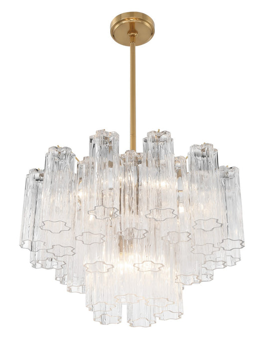 Crystorama ADD-308-AG-CL Nine Light Chandelier, Aged Brass