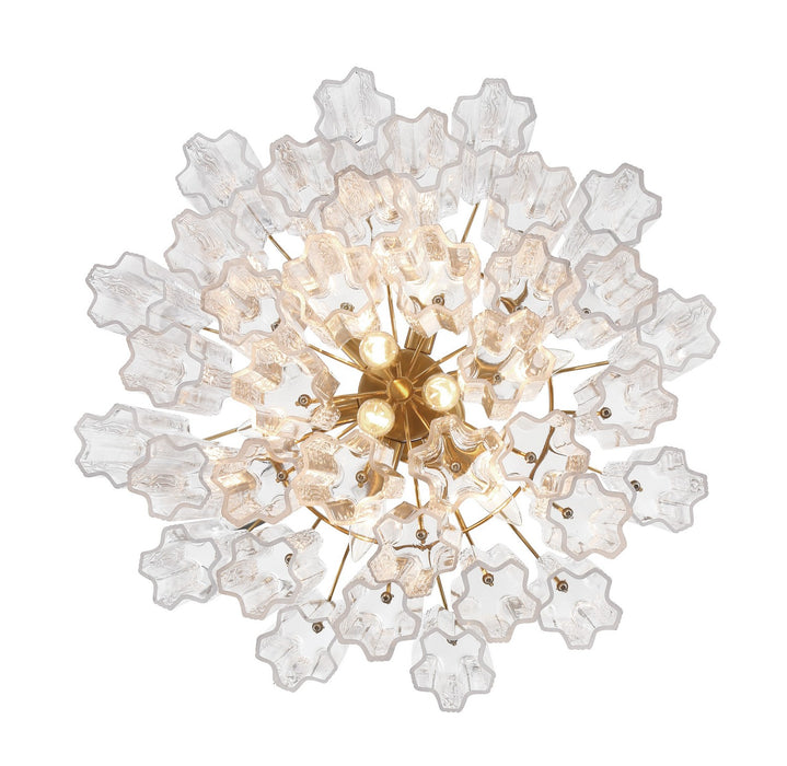 Crystorama ADD-308-AG-CL Nine Light Chandelier, Aged Brass