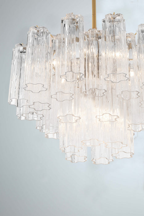 Crystorama ADD-308-AG-CL Nine Light Chandelier, Aged Brass