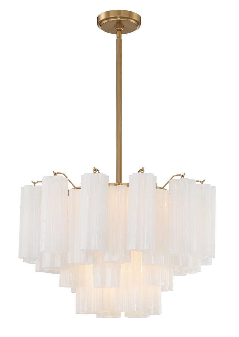 Crystorama ADD-308-AG-WH Nine Light Chandelier, Aged Brass