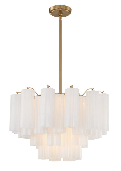 Crystorama ADD-308-AG-WH Nine Light Chandelier, Aged Brass