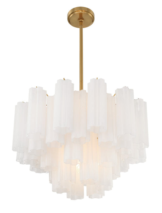 Crystorama ADD-308-AG-WH Nine Light Chandelier, Aged Brass
