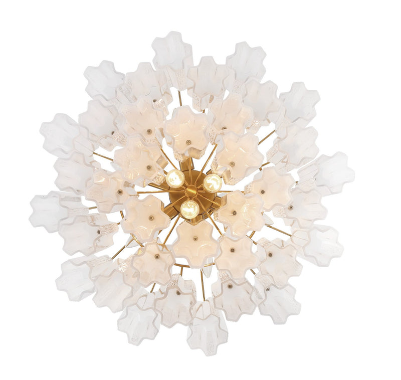 Crystorama ADD-308-AG-WH Nine Light Chandelier, Aged Brass
