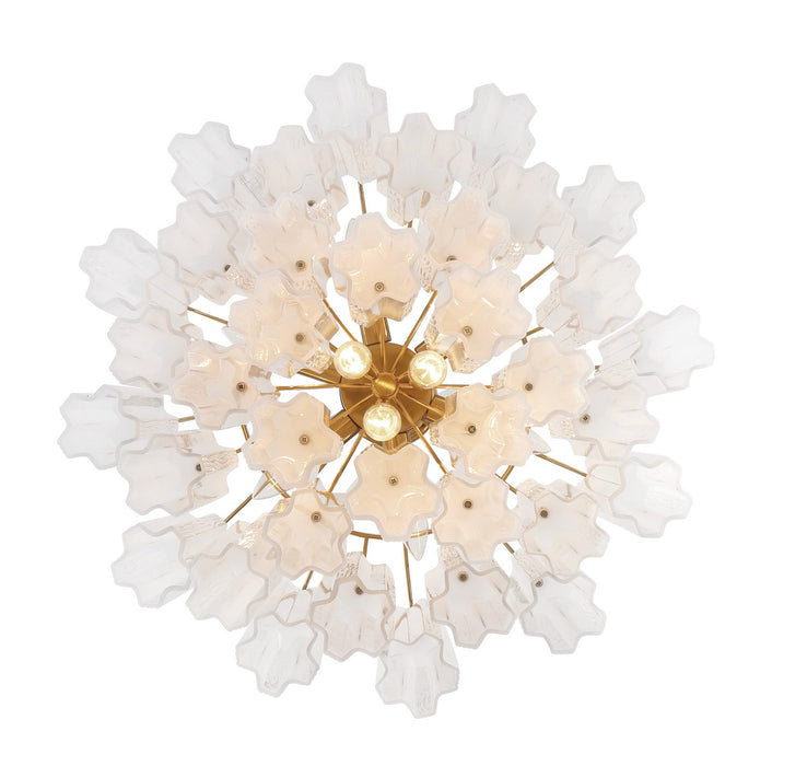 Crystorama ADD-308-AG-WH Nine Light Chandelier, Aged Brass