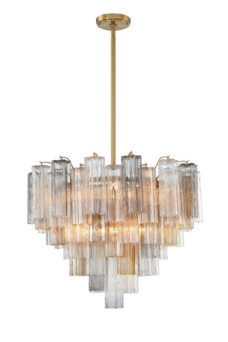 Crystorama ADD-312-AG-AU 12 Light Chandelier, Aged Brass