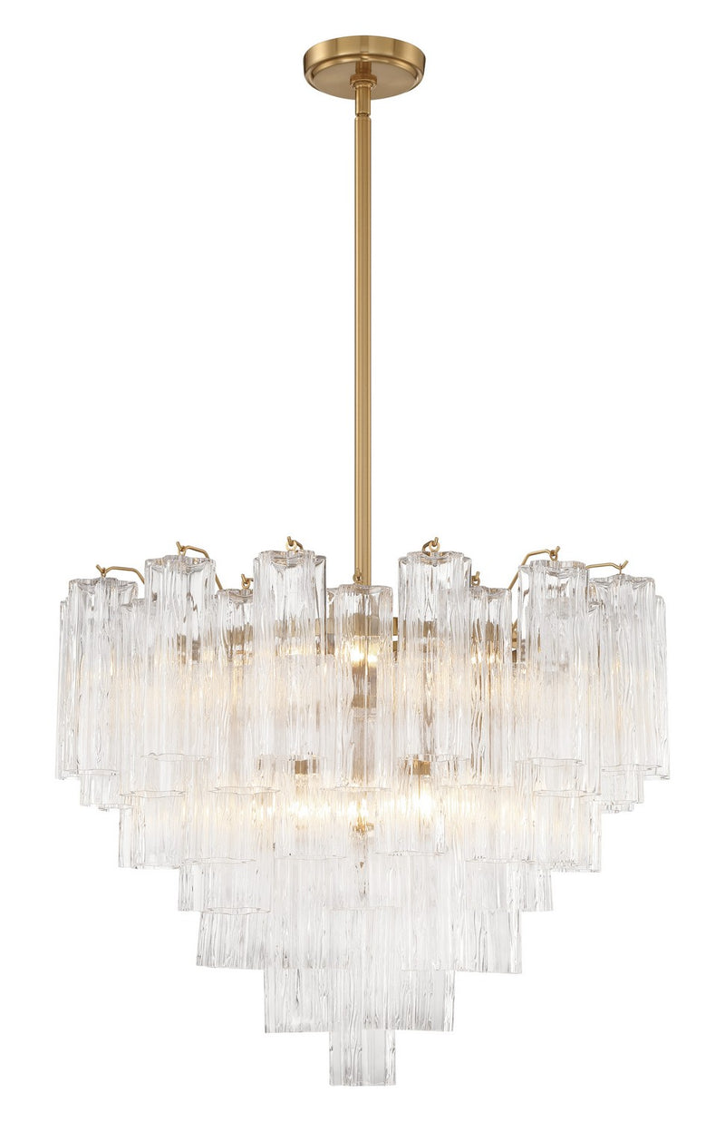 Crystorama ADD-312-AG-CL 12 Light Chandelier, Aged Brass