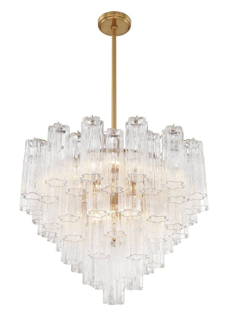 Crystorama ADD-312-AG-CL 12 Light Chandelier, Aged Brass