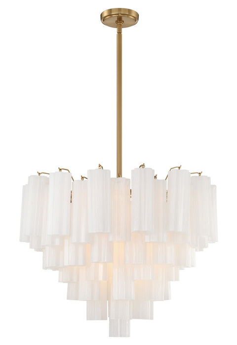 Crystorama ADD-312-AG-WH 12 Light Chandelier, Aged Brass