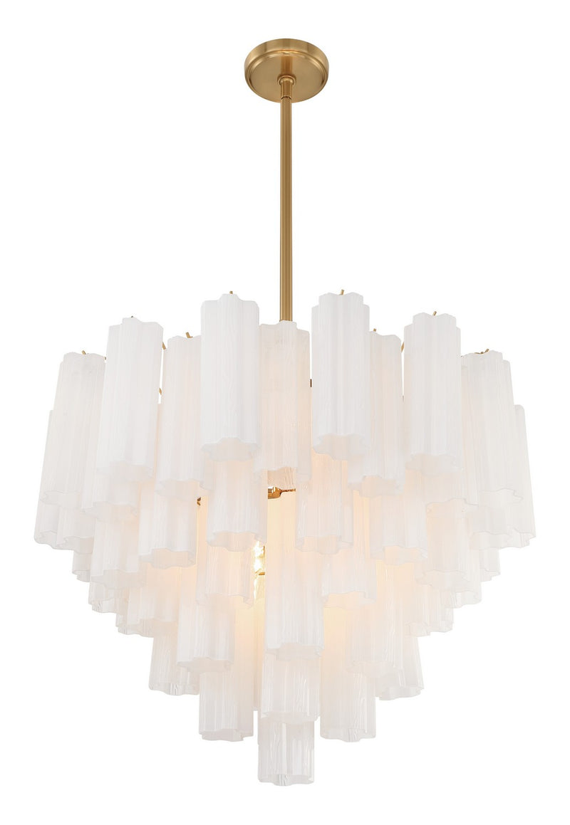 Crystorama ADD-312-AG-WH 12 Light Chandelier, Aged Brass