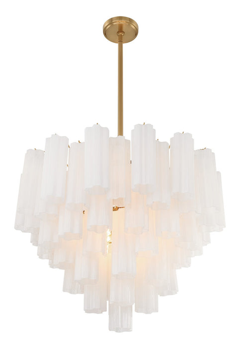 Crystorama ADD-312-AG-WH 12 Light Chandelier, Aged Brass