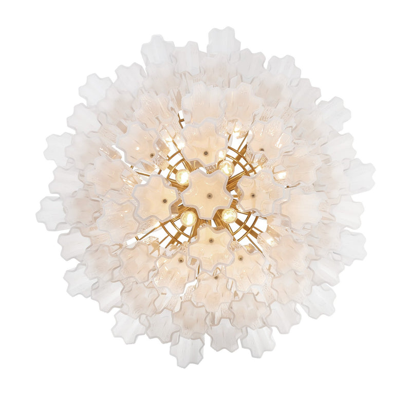 Crystorama ADD-312-AG-WH 12 Light Chandelier, Aged Brass