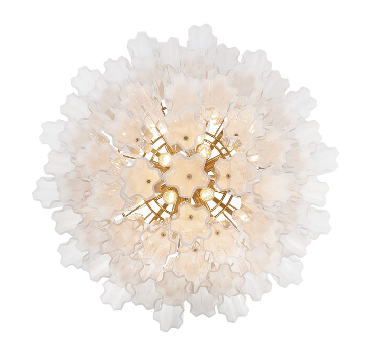 Crystorama ADD-312-AG-WH 12 Light Chandelier, Aged Brass