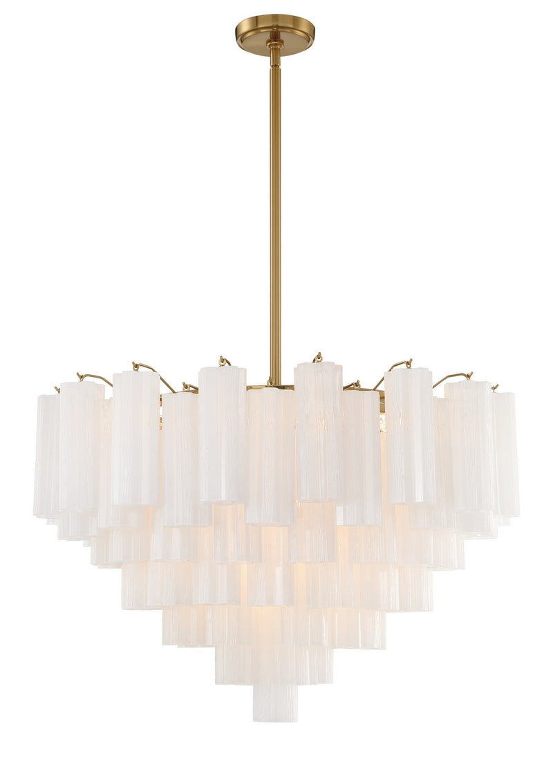 Crystorama ADD-316-AG-WH 16 Light Chandelier, Aged Brass