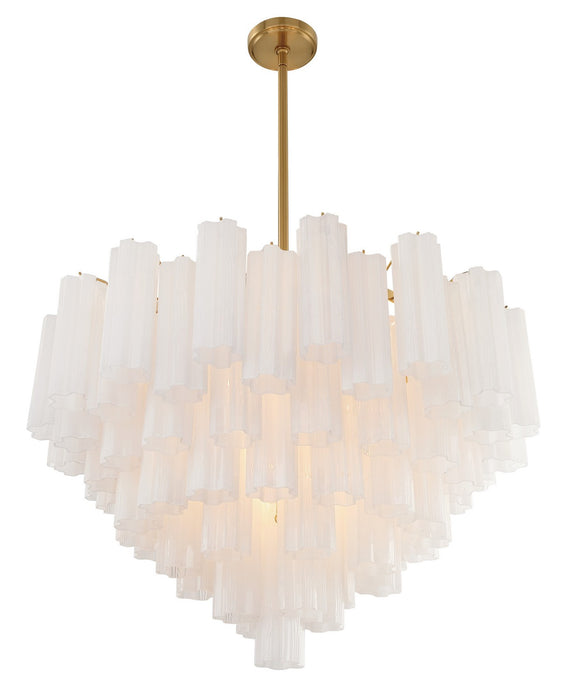 Crystorama ADD-316-AG-WH 16 Light Chandelier, Aged Brass
