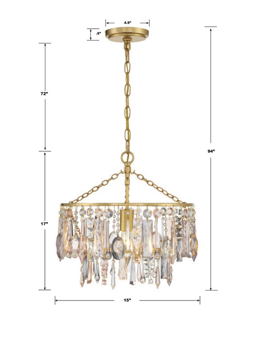 Crystorama ELS-7100-GA One Light Pendant, Antique Gold