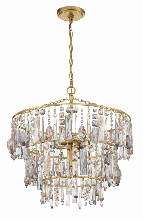 Crystorama ELS-7103-GA Three Light Pendant, Antique Gold