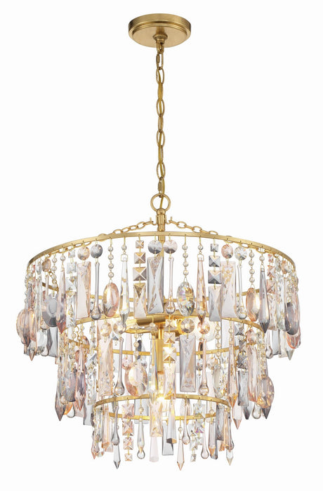 Crystorama ELS-7103-GA Three Light Pendant, Antique Gold