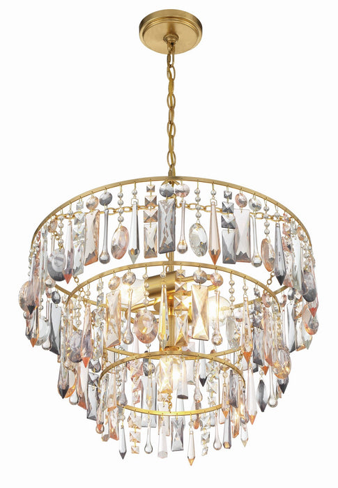 Crystorama ELS-7103-GA Three Light Pendant, Antique Gold