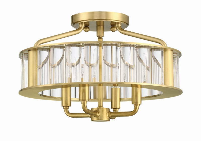 Crystorama FAR-6000-AG Four Light Semi Flush Mount, Aged Brass