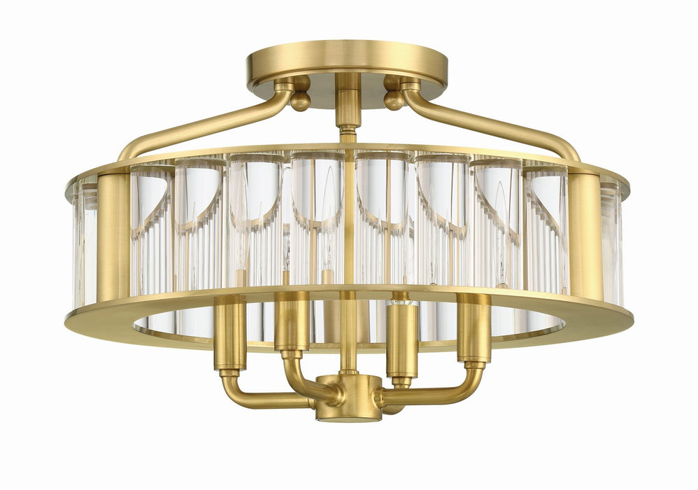Crystorama FAR-6000-AG Four Light Semi Flush Mount, Aged Brass