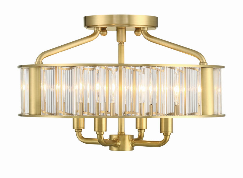 Crystorama FAR-6000-AG Four Light Semi Flush Mount, Aged Brass
