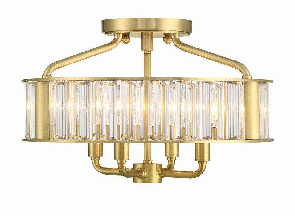 Crystorama FAR-6000-AG Four Light Semi Flush Mount, Aged Brass