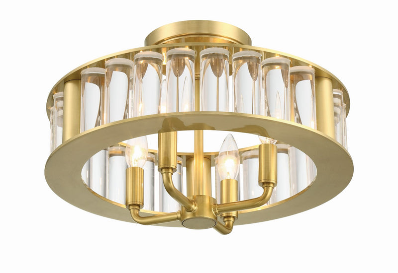 Crystorama FAR-6000-AG Four Light Semi Flush Mount, Aged Brass
