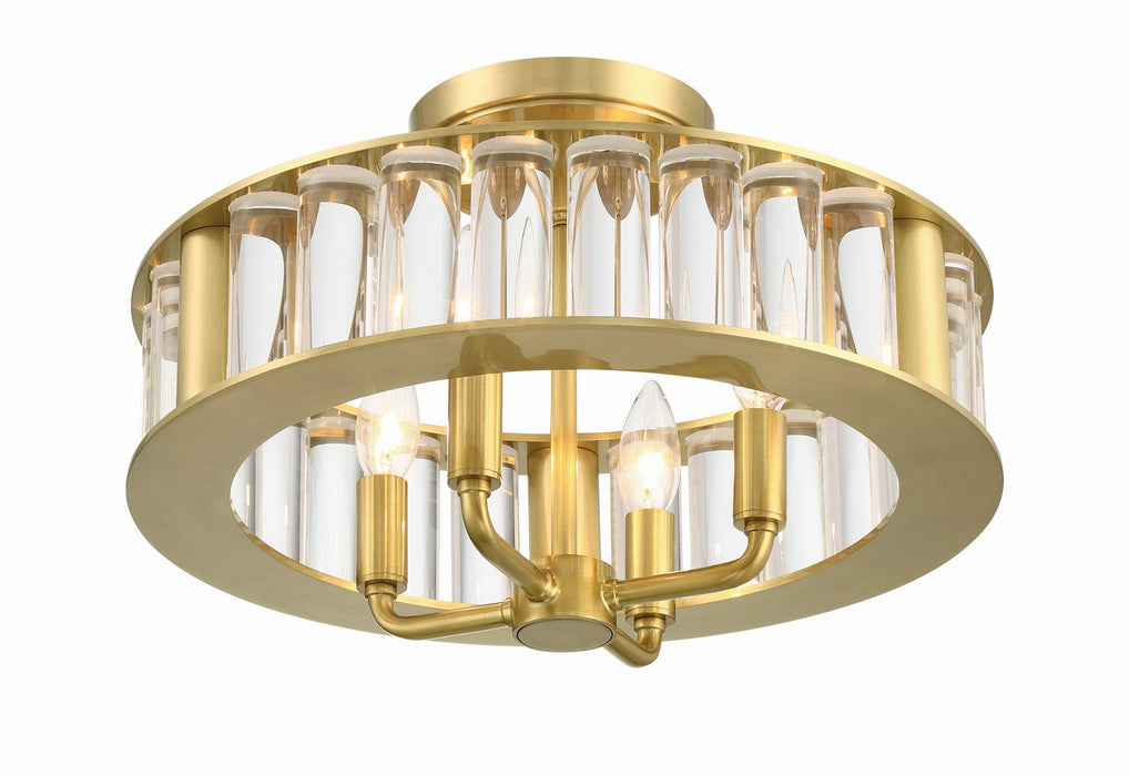 Crystorama FAR-6000-AG Four Light Semi Flush Mount, Aged Brass