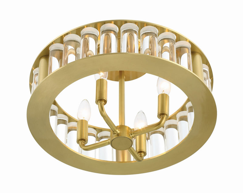Crystorama FAR-6000-AG Four Light Semi Flush Mount, Aged Brass