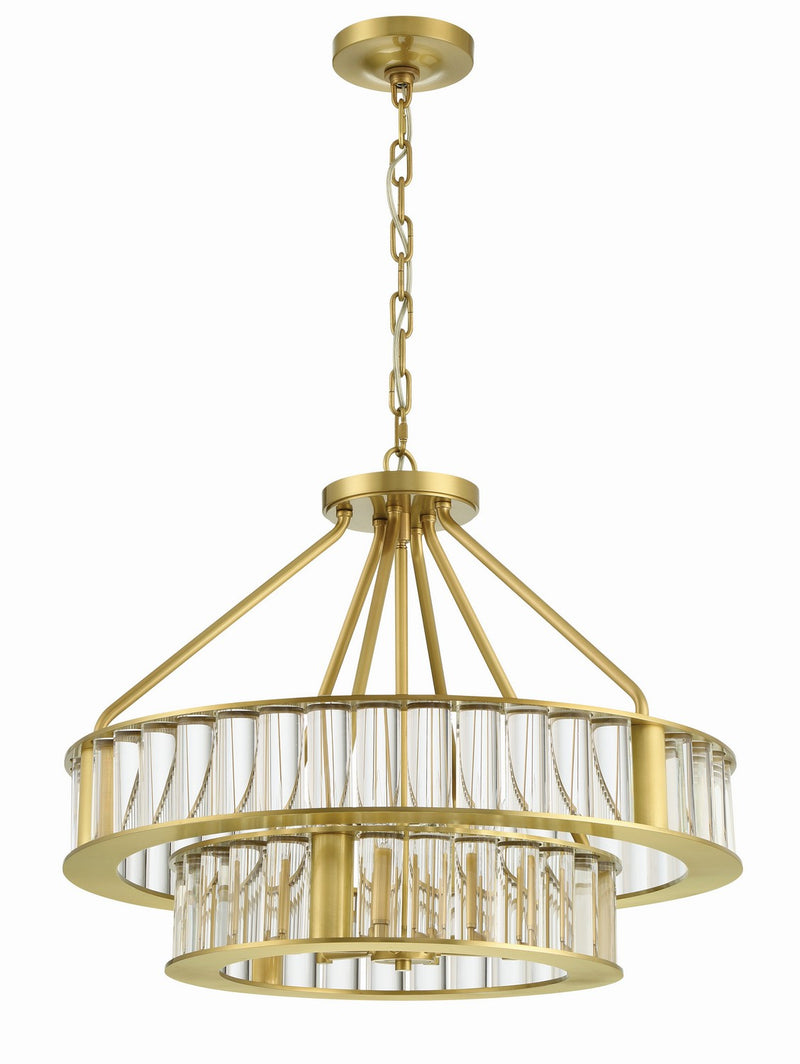 Crystorama FAR-6006-AG Six Light Chandelier, Aged Brass