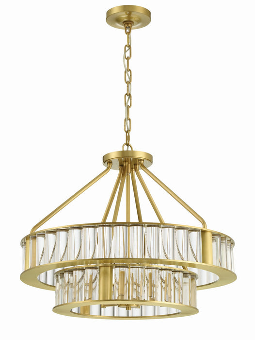 Crystorama FAR-6006-AG Six Light Chandelier, Aged Brass