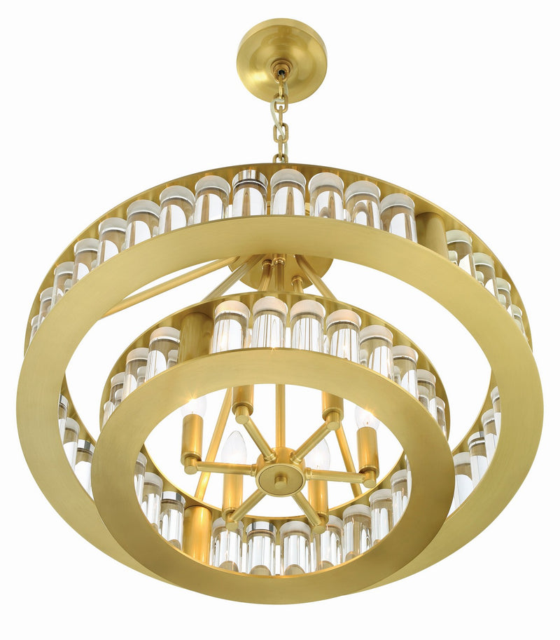 Crystorama FAR-6006-AG Six Light Chandelier, Aged Brass