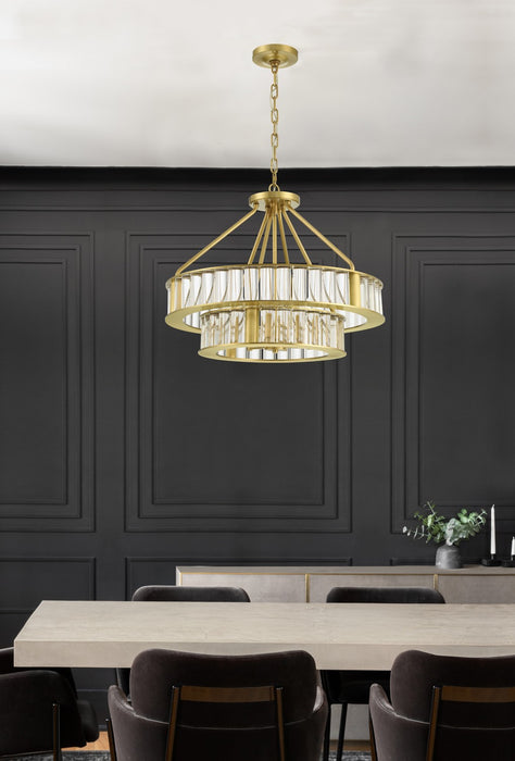 Crystorama FAR-6006-AG Six Light Chandelier, Aged Brass