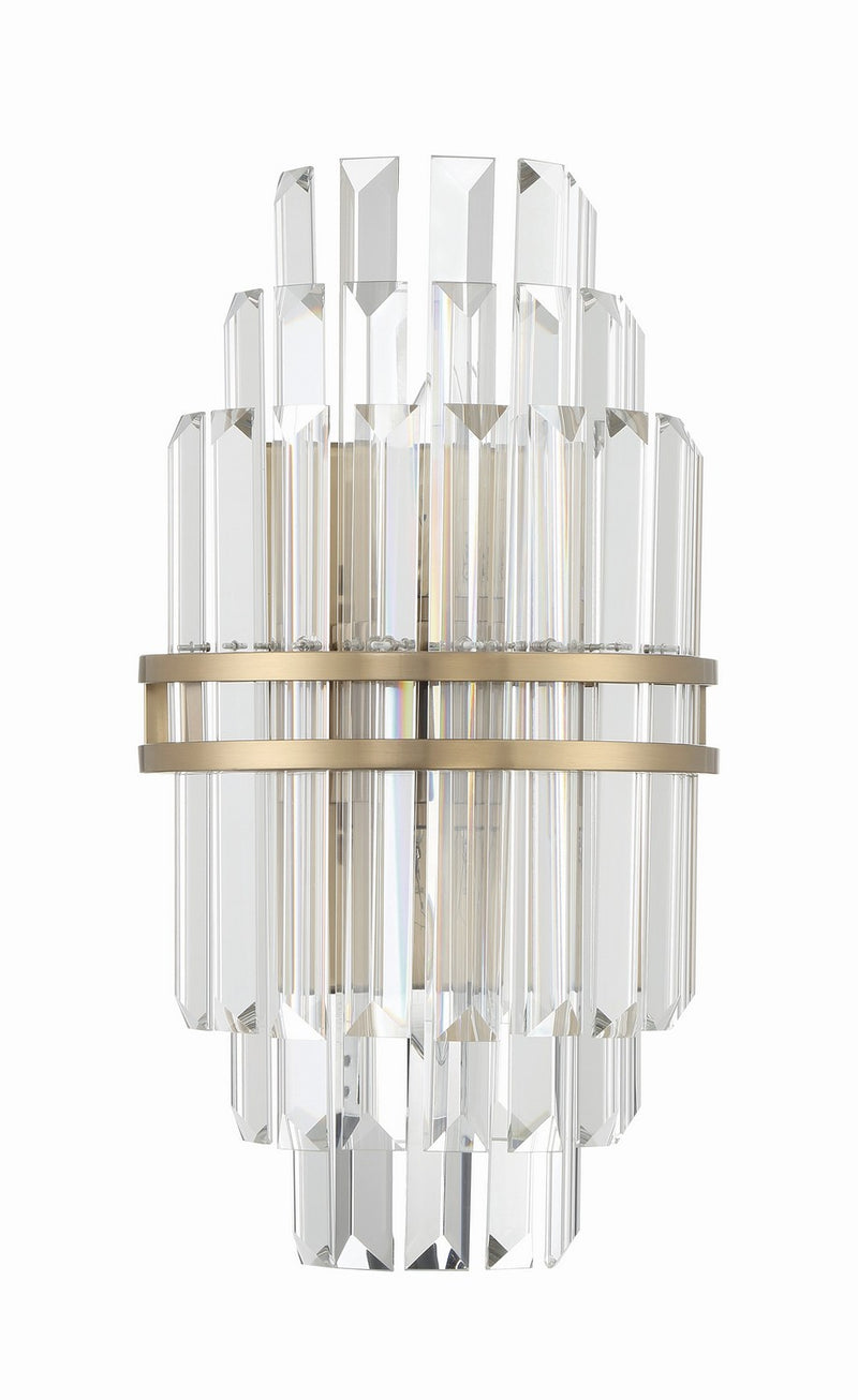 Crystorama HAY-1402-AG Two Light Wall Sconce, Aged Brass