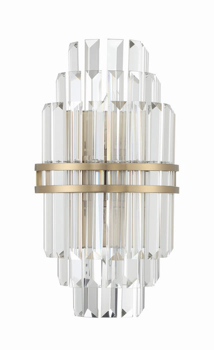 Crystorama HAY-1402-AG Two Light Wall Sconce, Aged Brass