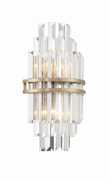 Crystorama HAY-1402-AG Two Light Wall Sconce, Aged Brass