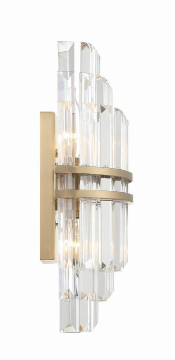 Crystorama HAY-1402-AG Two Light Wall Sconce, Aged Brass