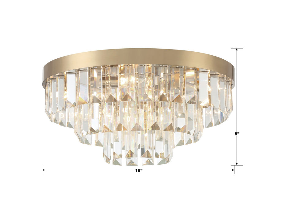 Crystorama HAY-1403-AG Eight Light Flush Mount, Aged Brass
