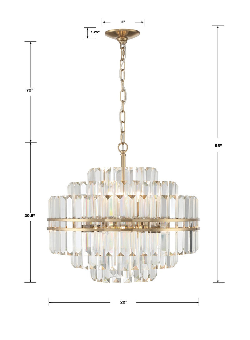 Crystorama HAY-1405-AG 12 Light Chandelier, Aged Brass