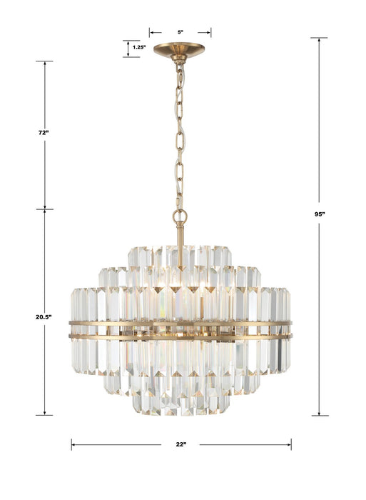 Crystorama HAY-1405-AG 12 Light Chandelier, Aged Brass