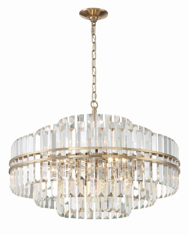 Crystorama HAY-1407-AG 16 Light Chandelier, Aged Brass