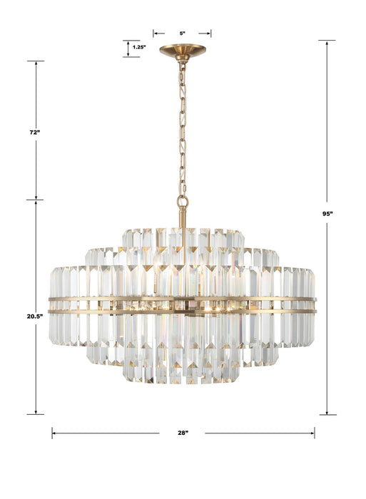 Crystorama HAY-1407-AG 16 Light Chandelier, Aged Brass